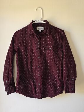 Paper Denim & Cloth Long-Sleeve Burgundy Dot Button-Up Shirt
